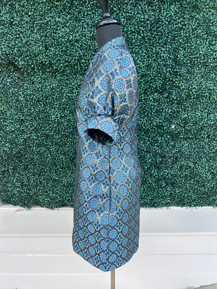 Blue Metallic Cocktail Dress