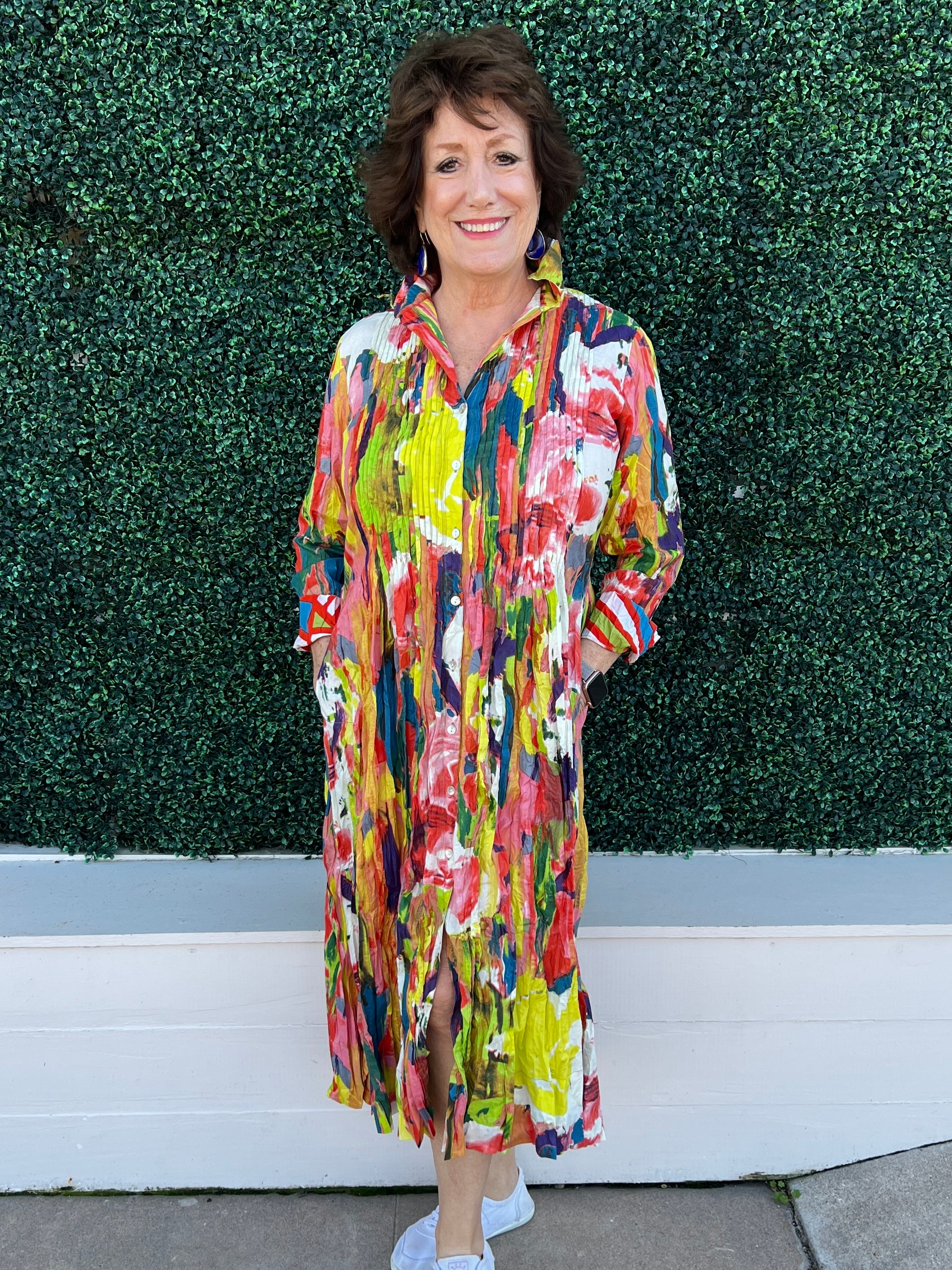 Sam Abstract Pleated Maxi Dress | Cotton | Dress Addict Boutique Chartreuse / Xs SAM Abstract Pleated Maxi Dress | Cotton | Dress Addict Boutique – Très  Chic Boutique