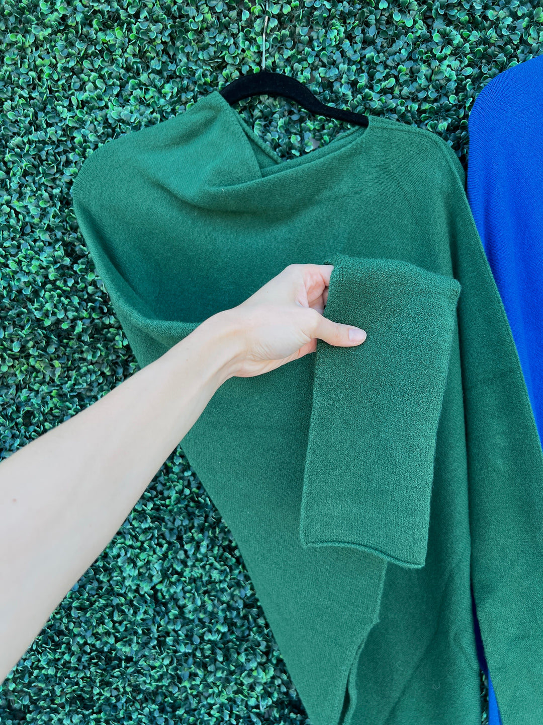 Asymmetrical slouchy Sweater forest green womens boutique