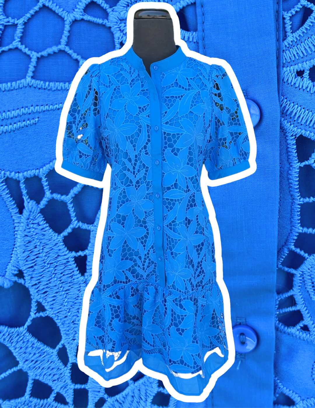 Blue Lace Button Down Dress | High End Women's Online Boutique Blue / M Blue Lace Button Down Dress | High End Women's Online Boutique Blue / M