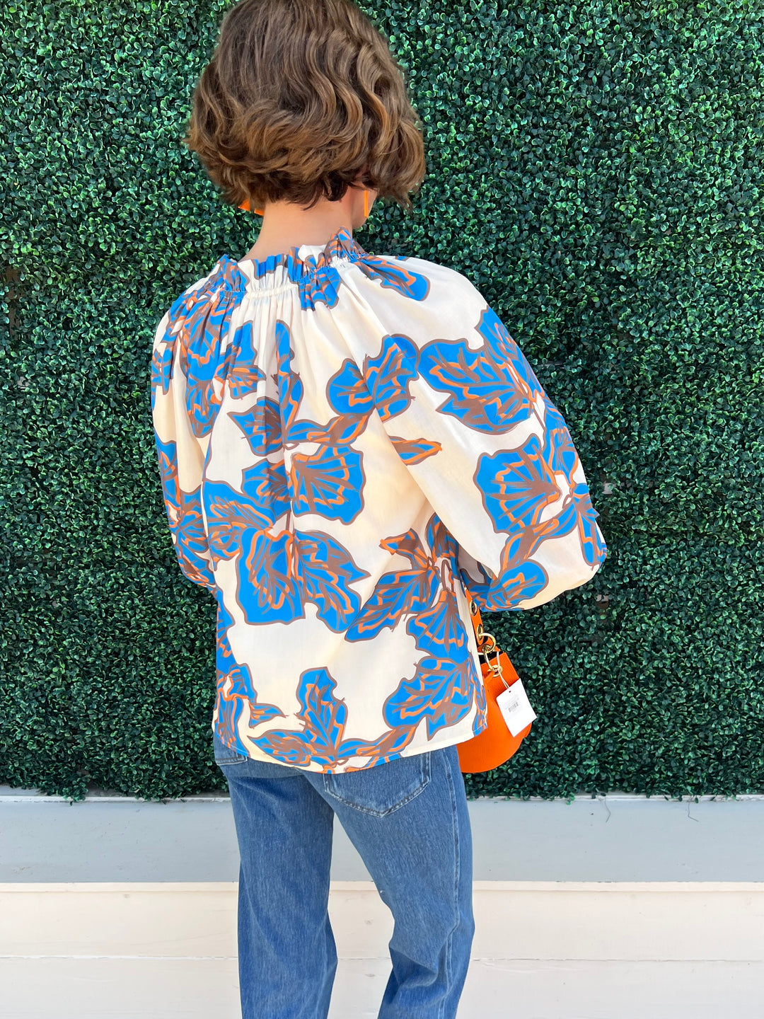 Blue and Orange cream Blouse astros blouse jade brand long sleeve