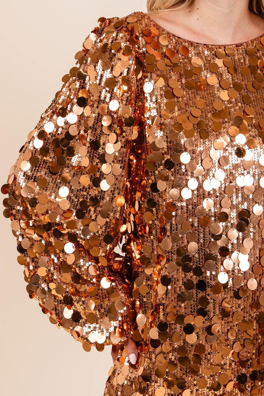 Bronze Spangles Sequins Dress | Online Women's Boutique Affordable Bronze / S Bronze Spangles Sequins Dress | Online Women's Boutique Affordable Bronze / S