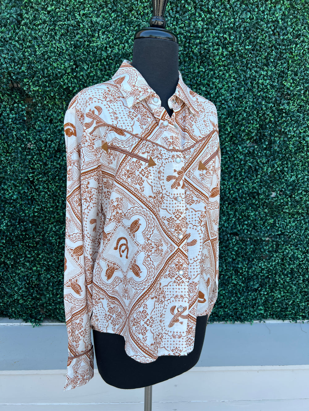 Burnt Orange Pearl Snap Western Shirt Southern Style Boutique Blue B 