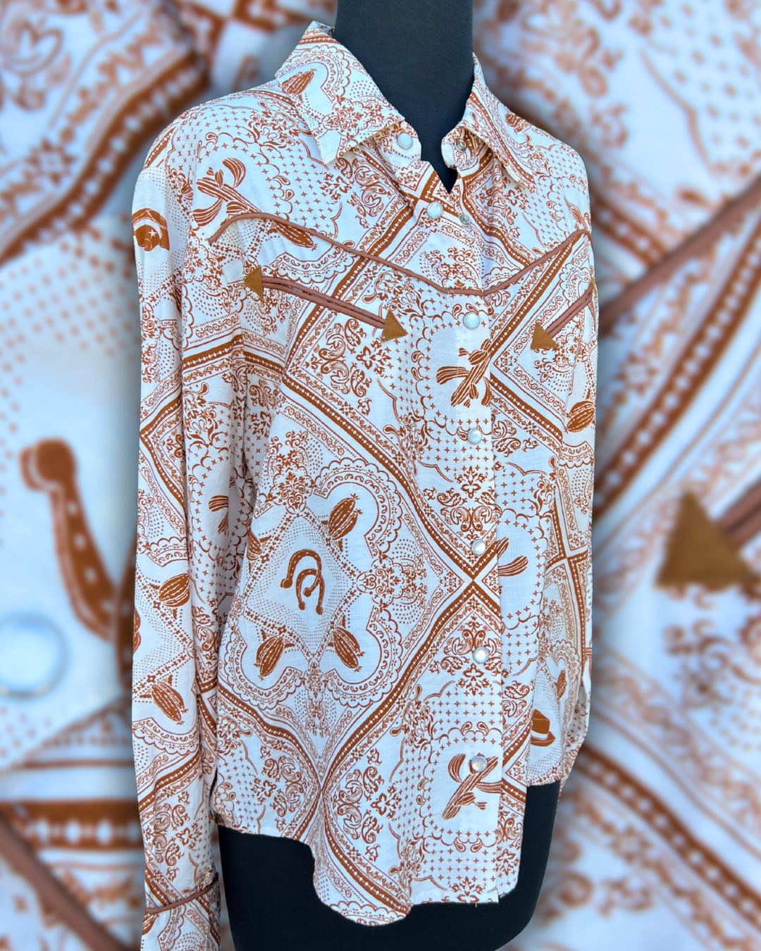 Burnt Orange Pearl Snap Western Shirt Southern Style Boutique Blue B Brand