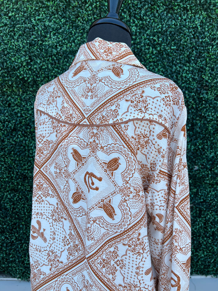 Burnt Orange Pearl Snap Western Shirt Southern Style Boutique Blue B HLRS Style