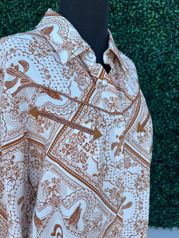 Burnt Orange Pearl Snap Western Shirt Southern Style Boutique Blue B Rodeo Houston