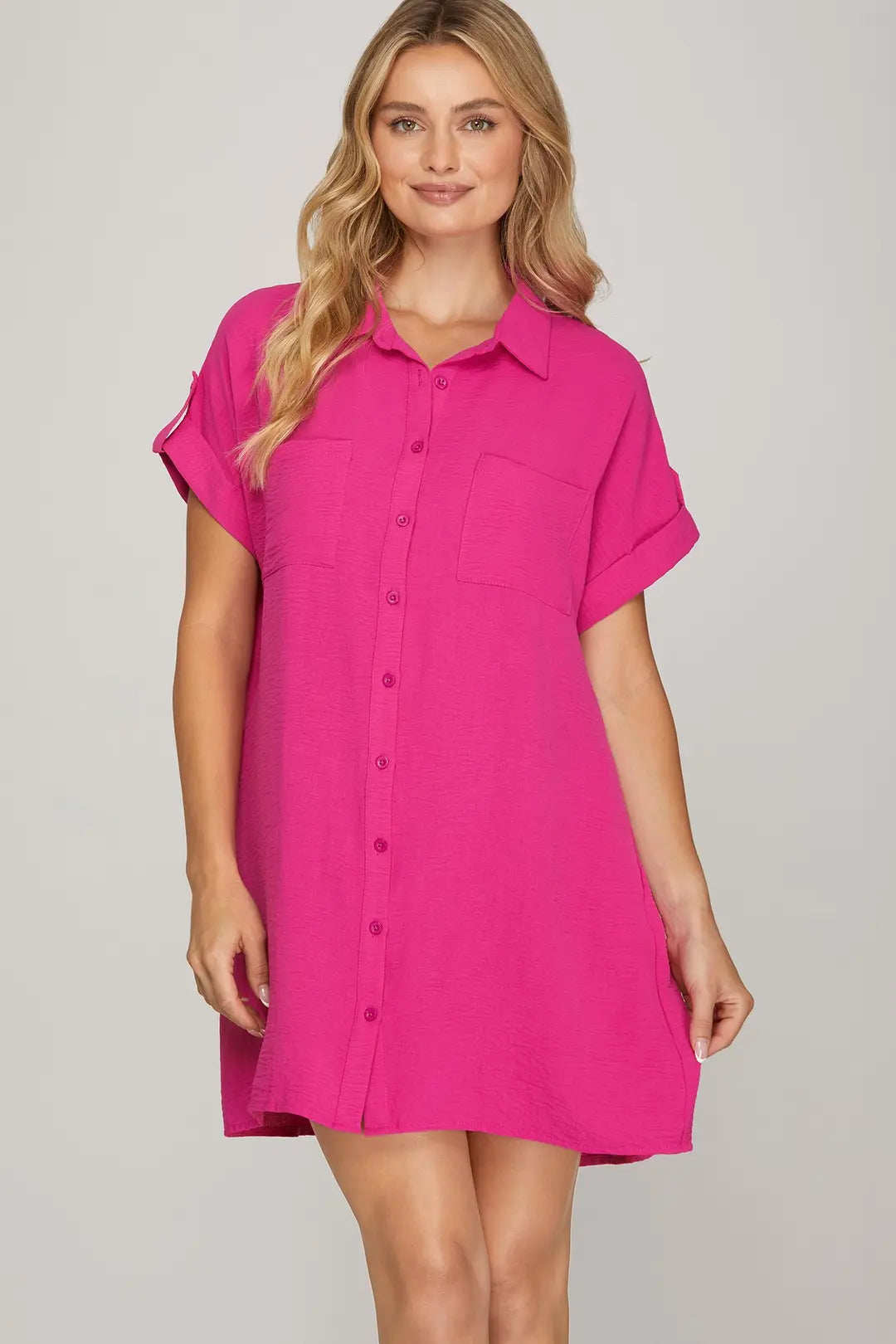 Classic Short Sleeve Shirt Dress | She and Sky