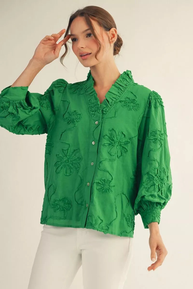 Cotton 3D Flower Blouse Jodifl Women's Boutique