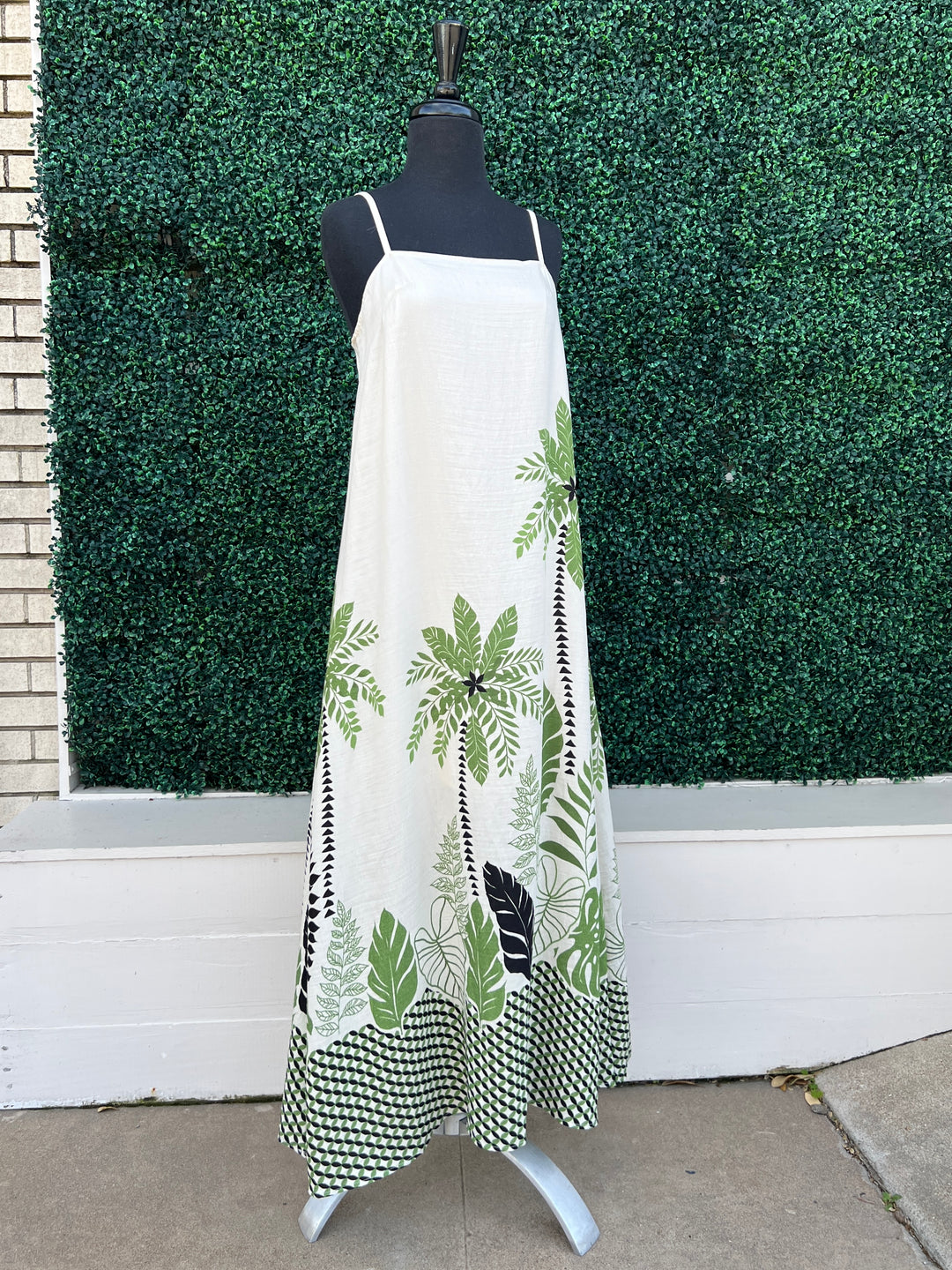 Cream & Sage Palm Print Maxi | Made in USA | Women's Boutique Cream / S Cream & Sage Palm Print Maxi | Made in USA | Women's Boutique Cream / S