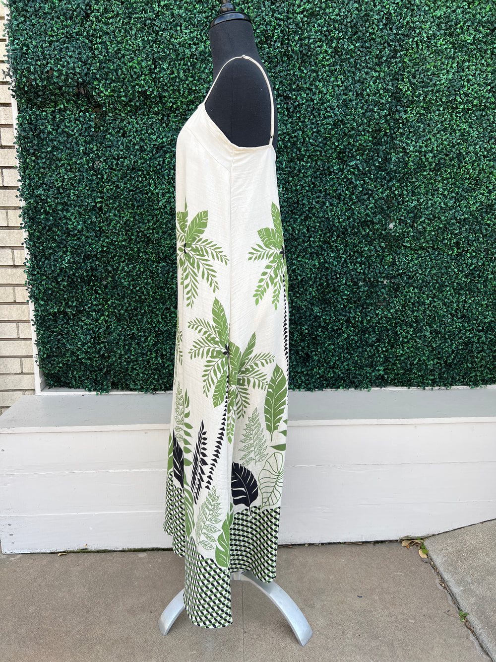 Cream & Sage Palm Print Maxi | Made in USA | Women's Boutique Cream / S Cream & Sage Palm Print Maxi | Made in USA | Women's Boutique Cream / S