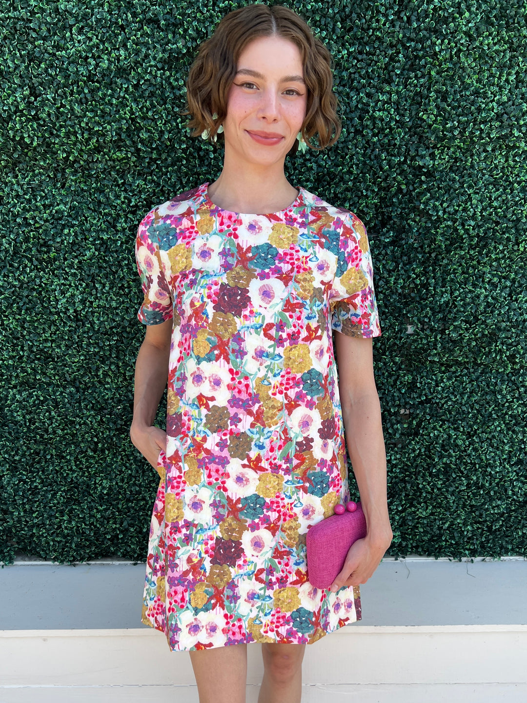 Fall Floral Chemise Dress | Jade Brand | Houston Texas Boutique Hot Pink / XS Fall Floral Chemise Dress | Jade Brand | Houston Texas Boutique Hot Pink / XS
