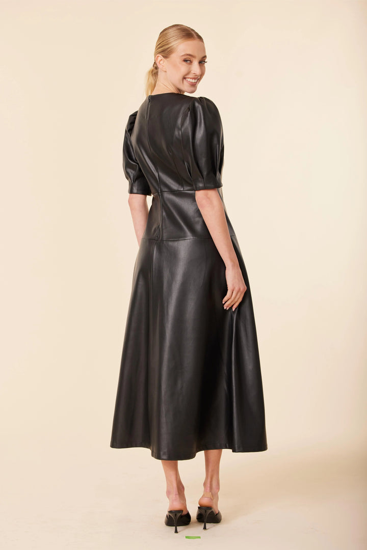 Faux Leather Maxi Dress Dolce Cabo Holiday Dresses fit and flare