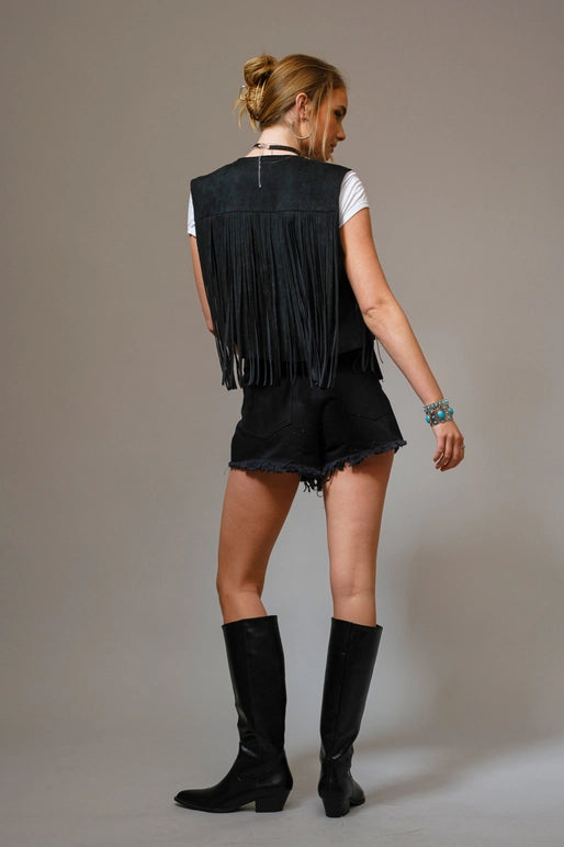Faux Suede Fringed Vest Rodeo Houston HLSR Boutique