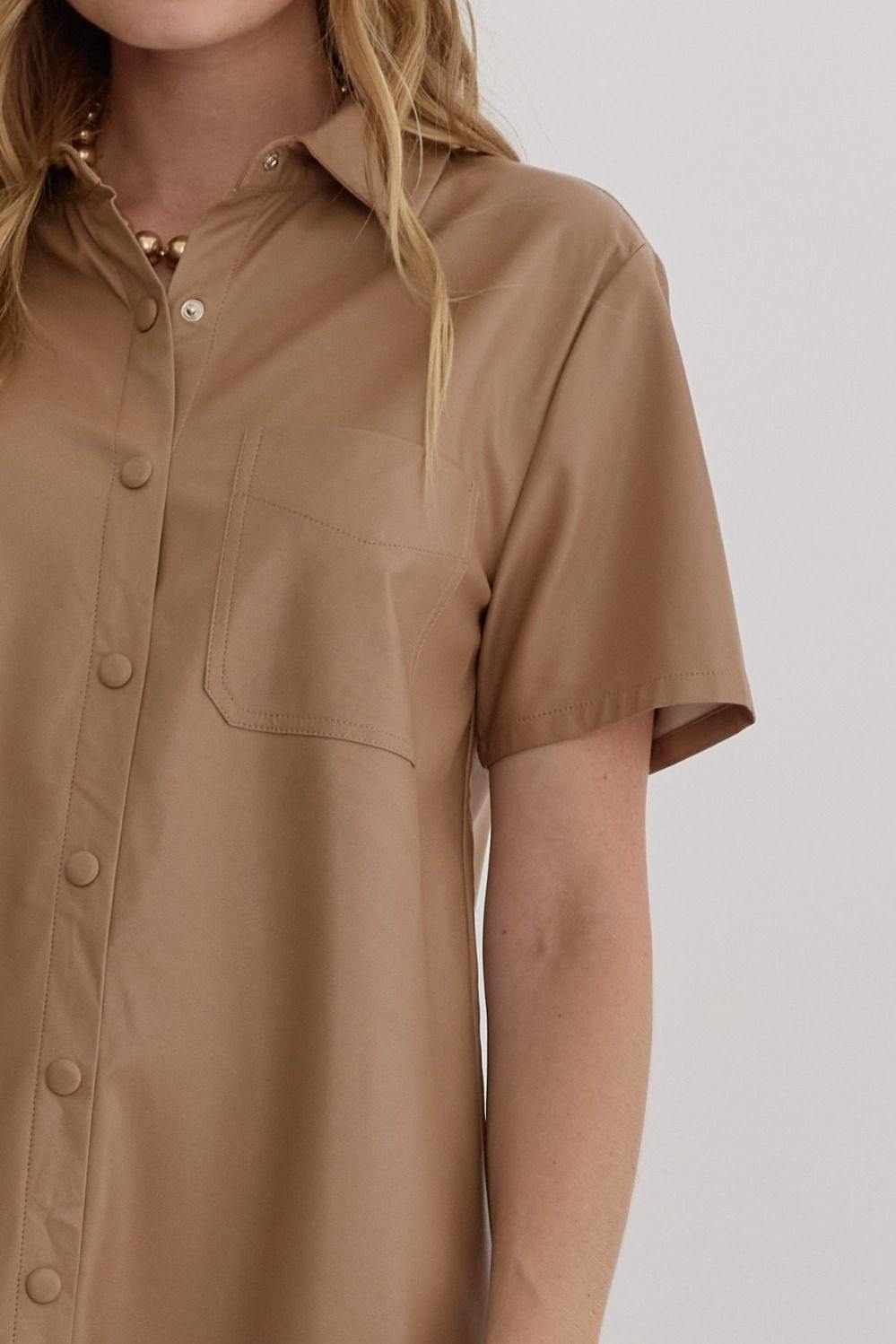 Pleather Shirt Dress