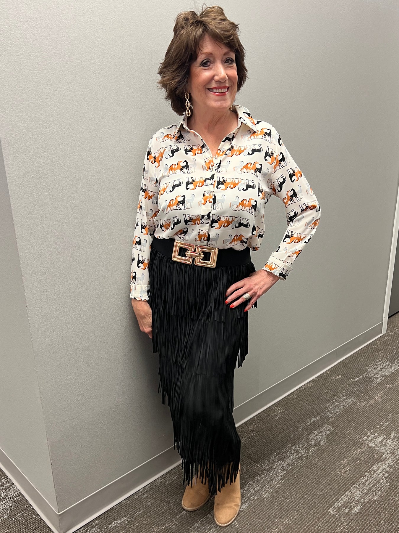 Southern Style Rodeo Fringed Tiered Stretch Maxi Skirt | Rodeo | Southern Style Boutique ...