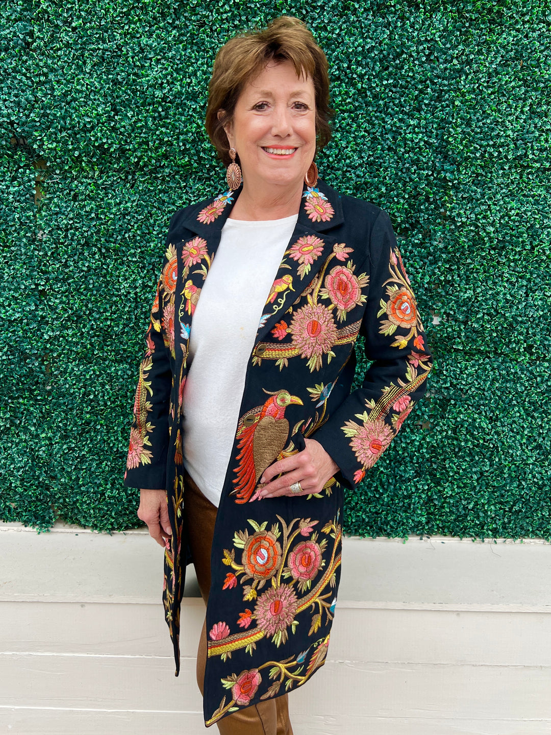 Golden Embroidered Bird Jacket HLSR Houston Rodeo Southern Style