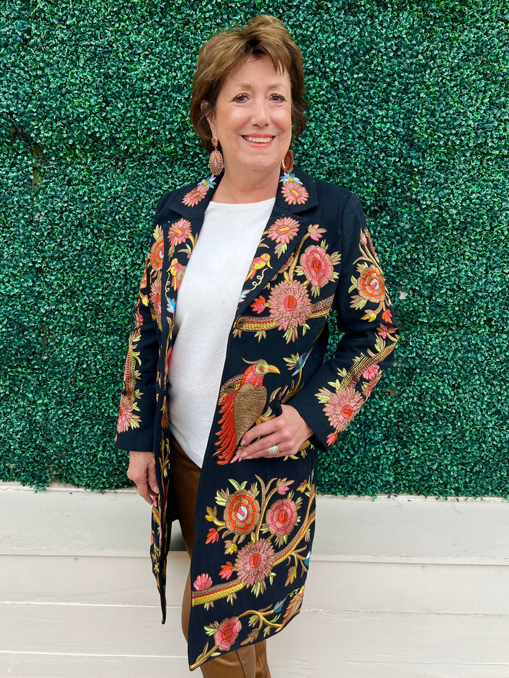 Golden Embroidered Bird Jacket HLSR Houston Rodeo Southern Style