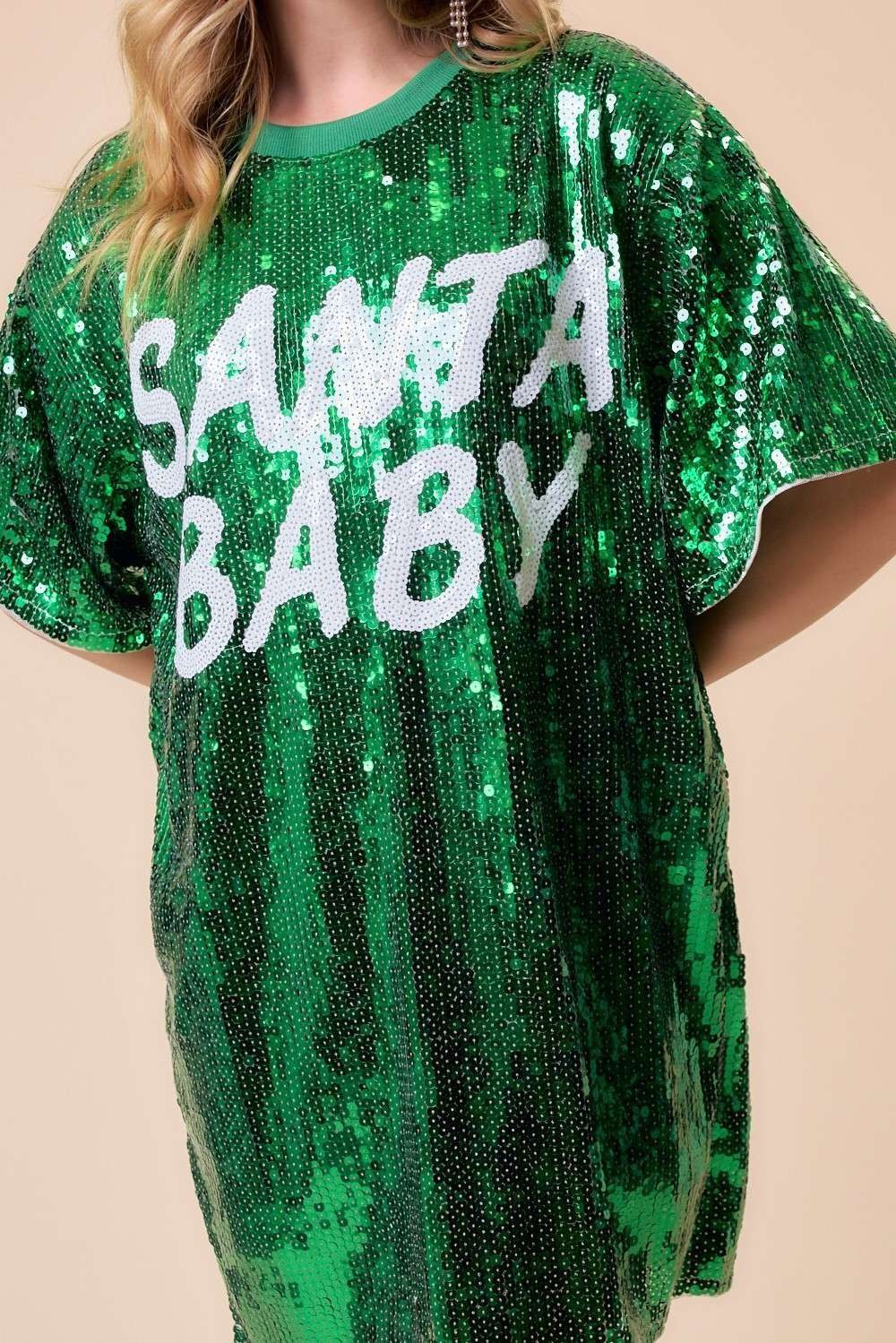 Sequin Santa Baby Tee Dress