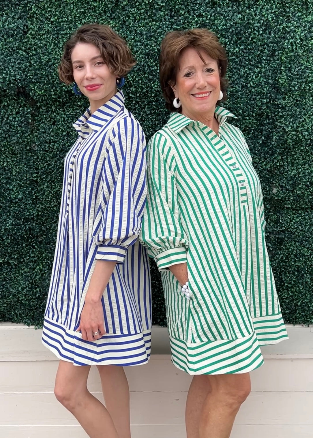 Candy Cane Striped Seersucker Dress | Entro Brand Women's Boutique Green / S Candy Cane Striped Seersucker Dress | Entro Brand Women's Boutique Green / S