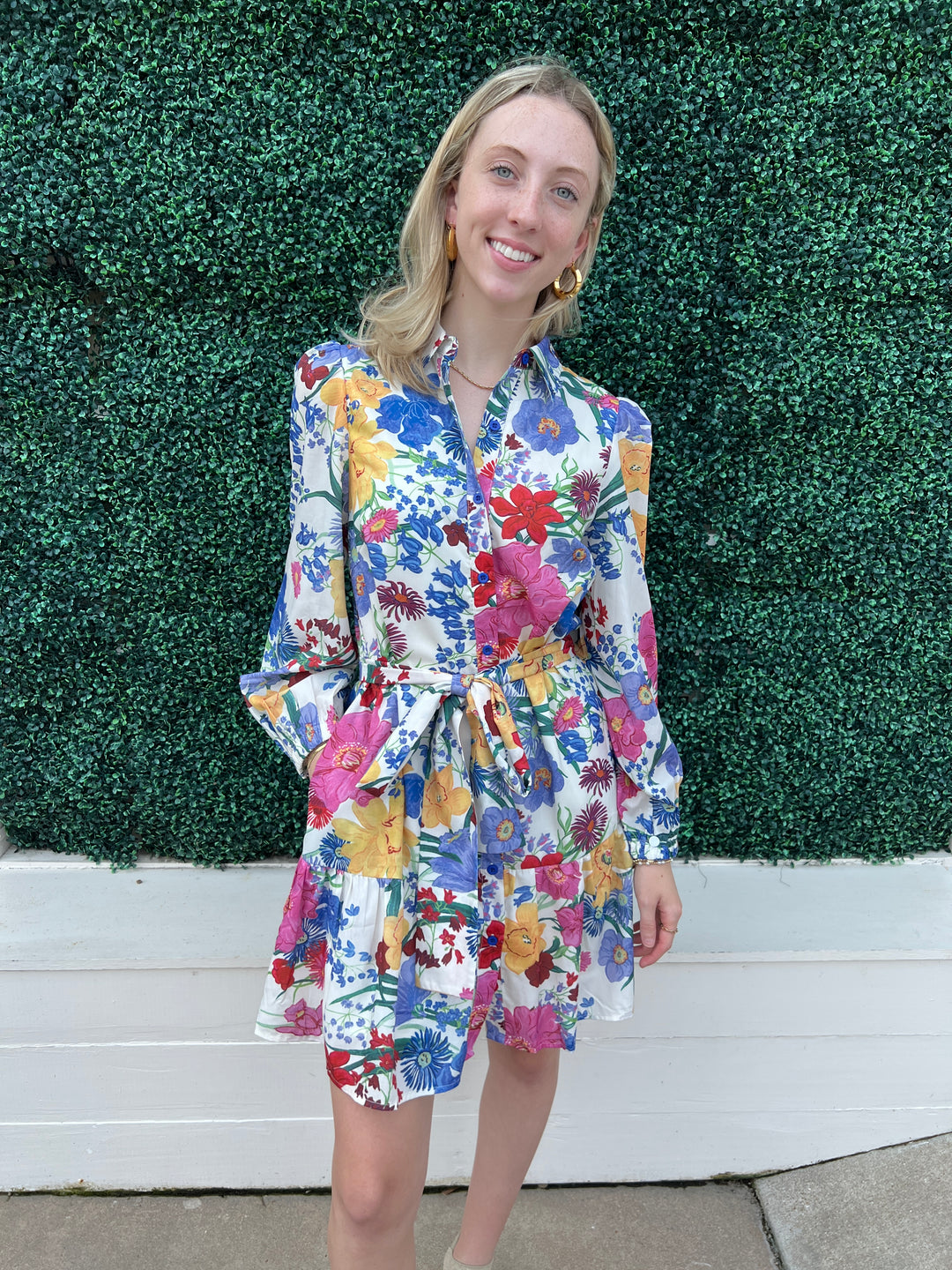 frill hem shirt dress Our Button Front Ruffle Hem Shirt Dress Without Belt is such a vibe