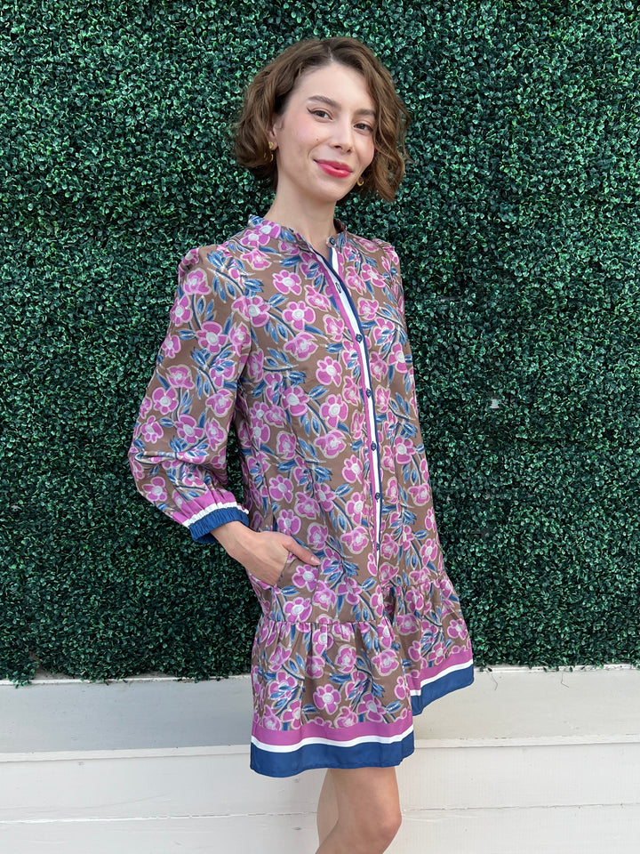 Dark Floral Long Sleeve Dress