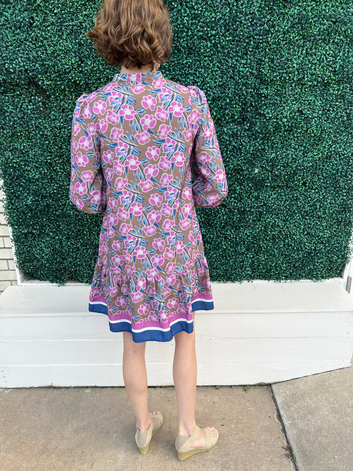 Dark Floral Long Sleeve Dress