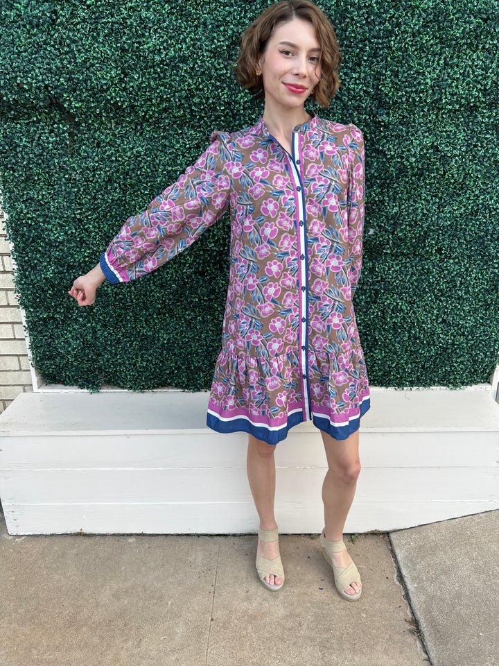 Dark Floral Long Sleeve Dress