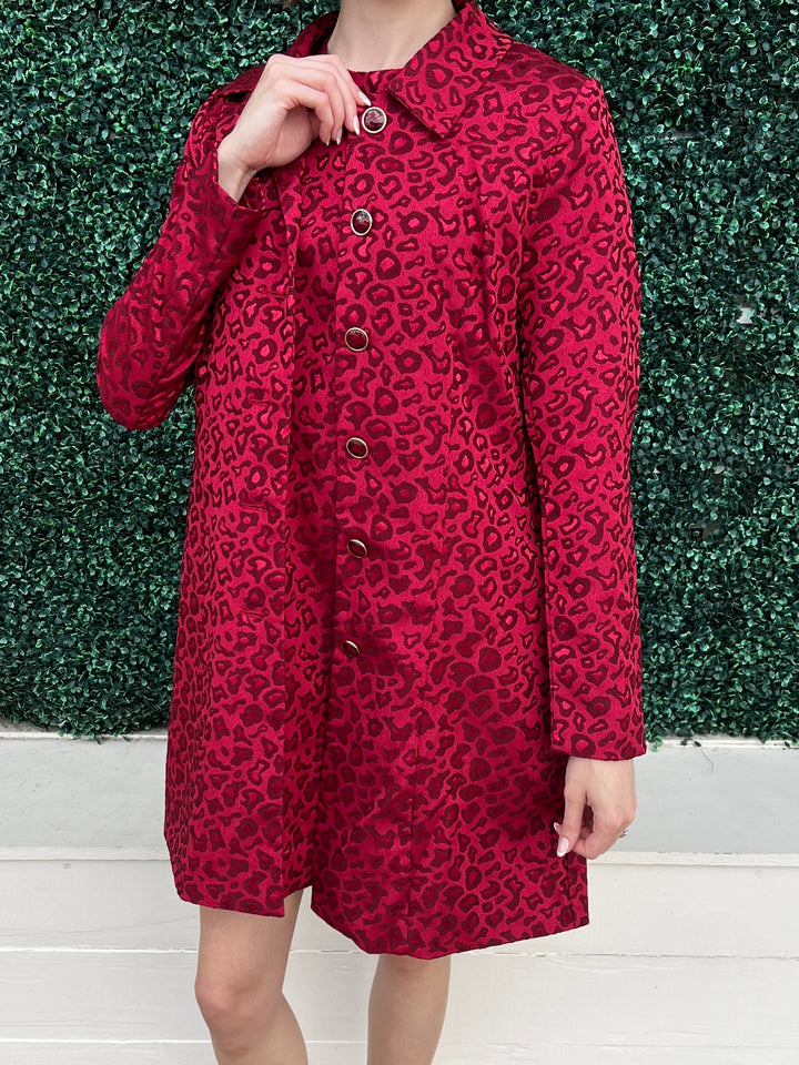 Red Cheetah Brocade Jacket