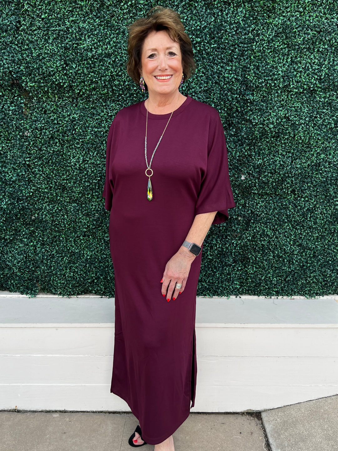 Maroon Knit Maxi Dress Burgundy / M Maroon Knit Maxi Dress Burgundy / M