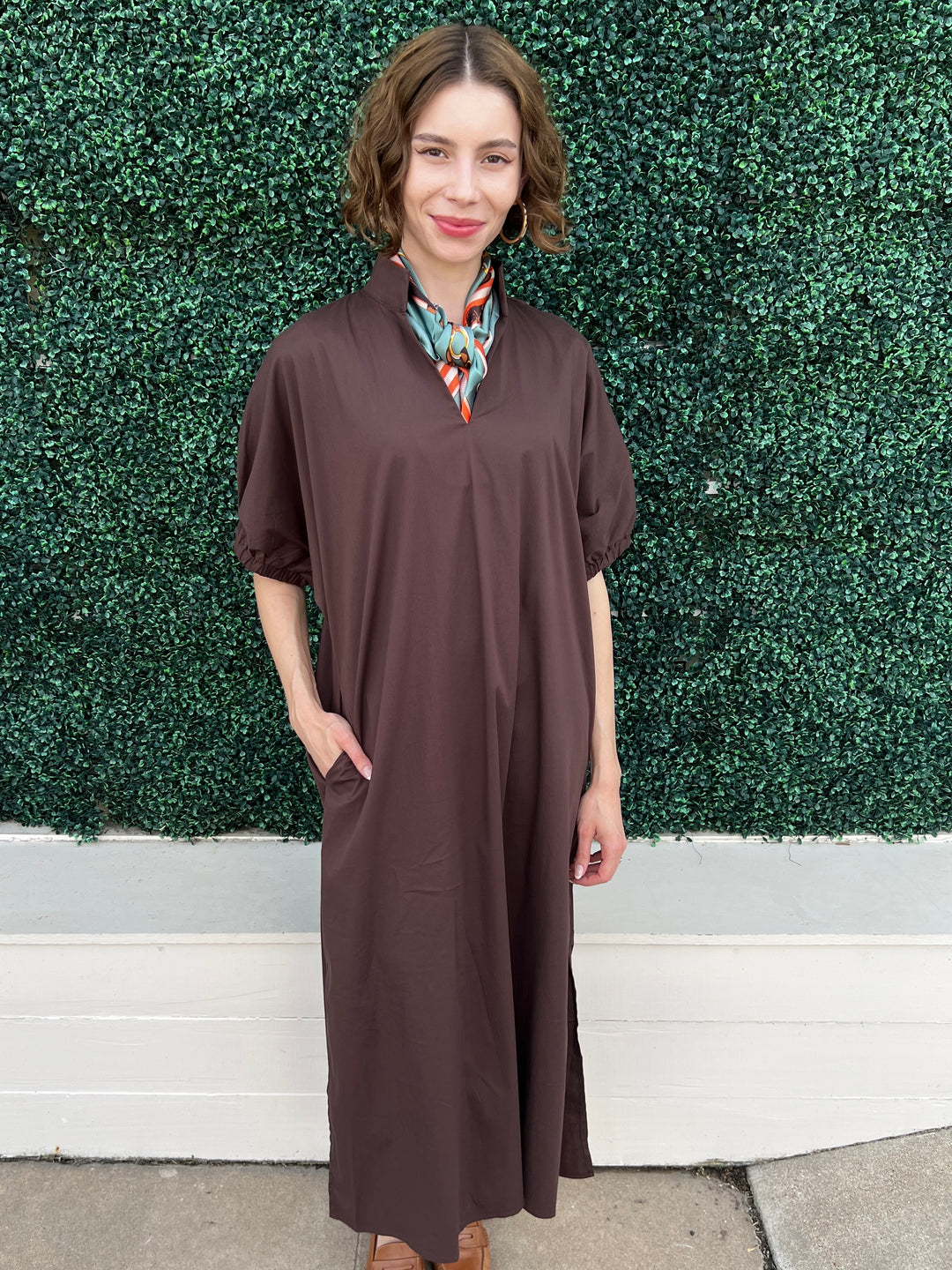 Brown Cotton Maxi Dress Brown / L Brown Cotton Maxi Dress Brown / L