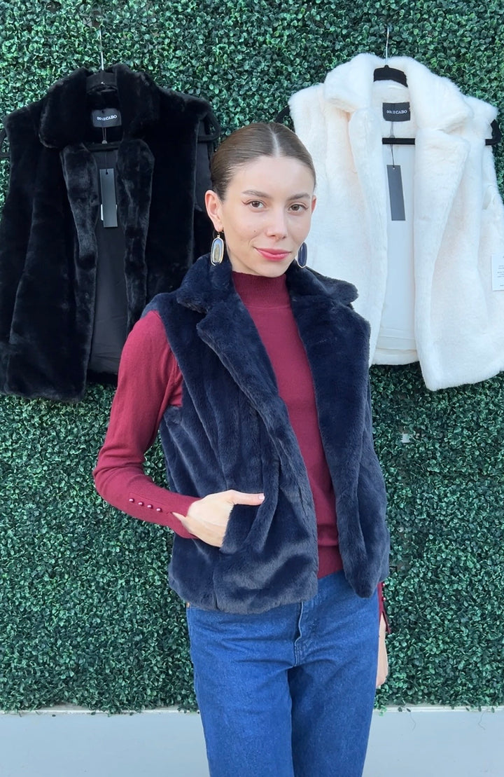 Faux Fur Notch Collar Vest