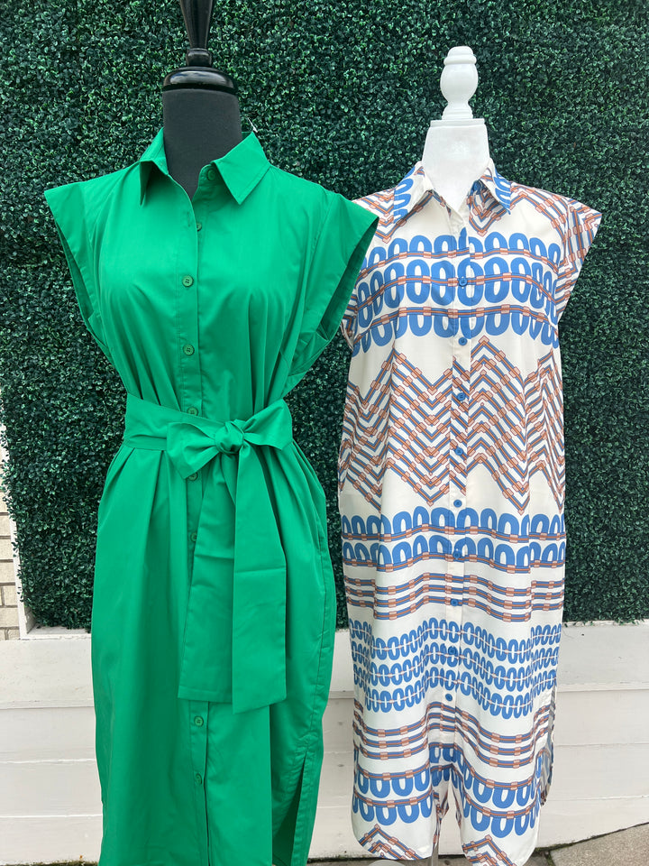 Cap Sleeve Button Down Midi Dress