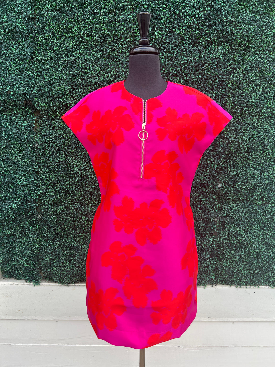 Pink &amp; Orange Hibiscus Print Sheath