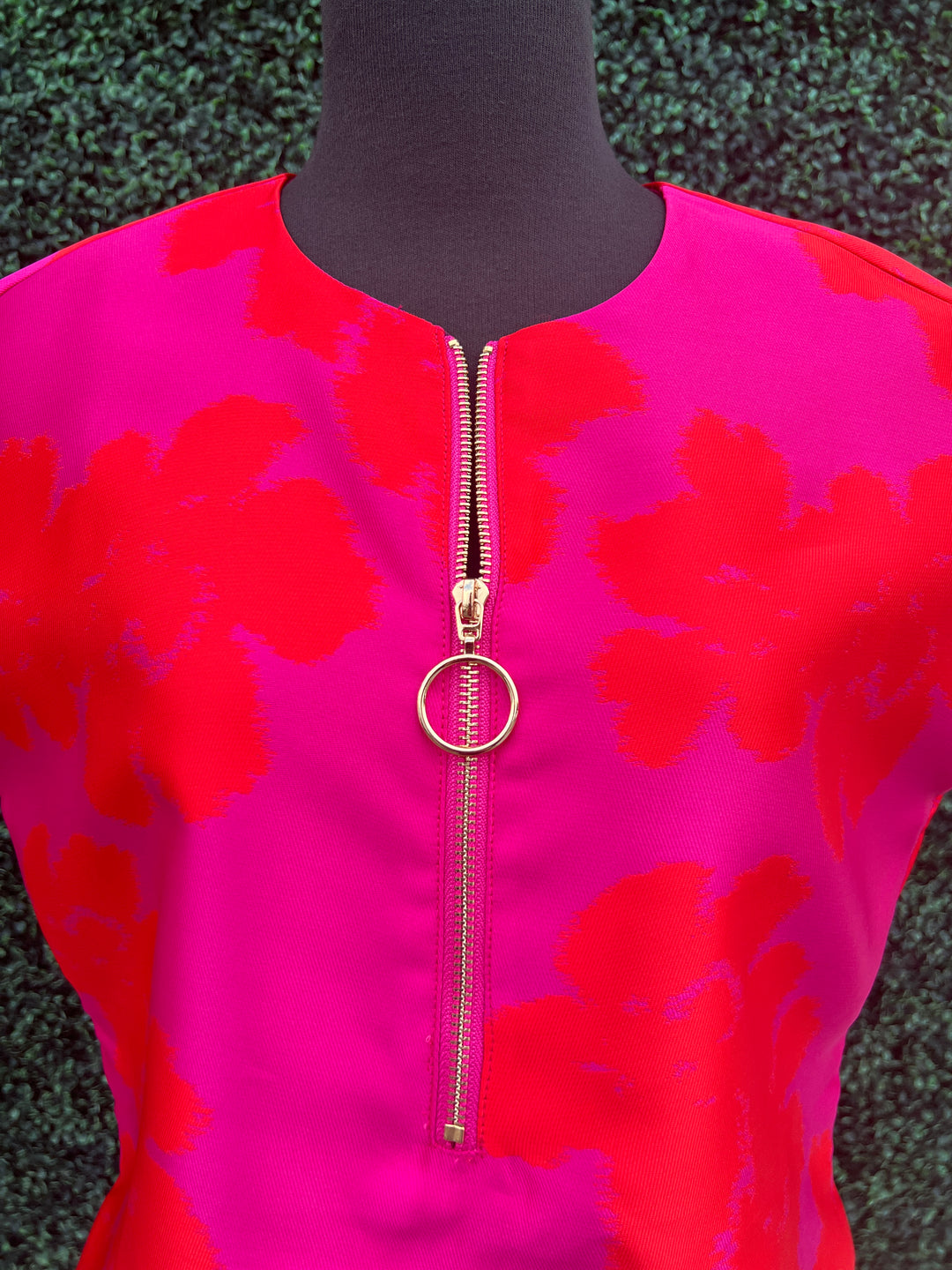 Pink &amp; Orange Hibiscus Print Sheath