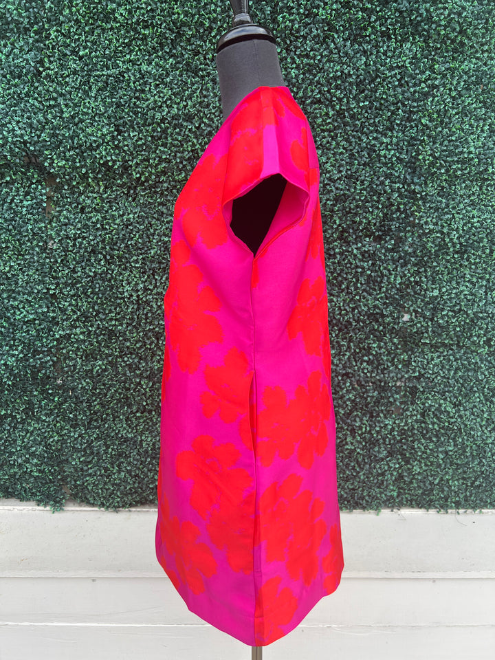 Pink &amp; Orange Hibiscus Print Sheath