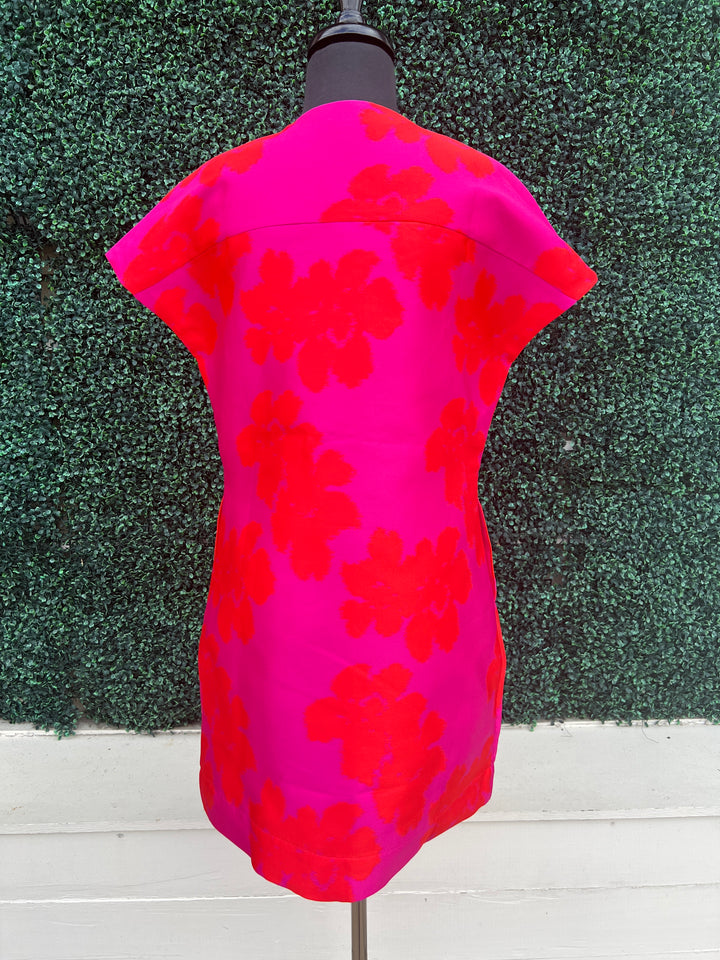 Pink &amp; Orange Hibiscus Print Sheath