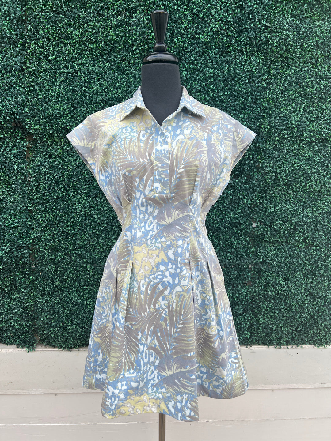 Fit &amp; Flare Palm Print Dress