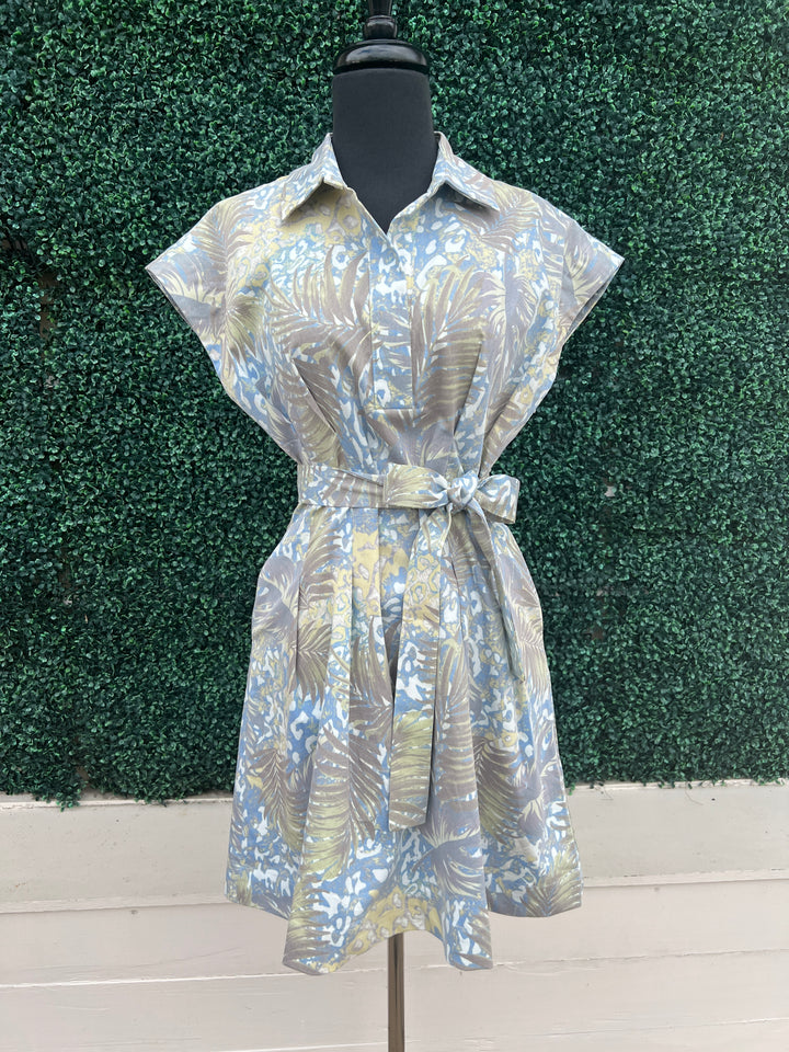 Fit &amp; Flare Palm Print Dress