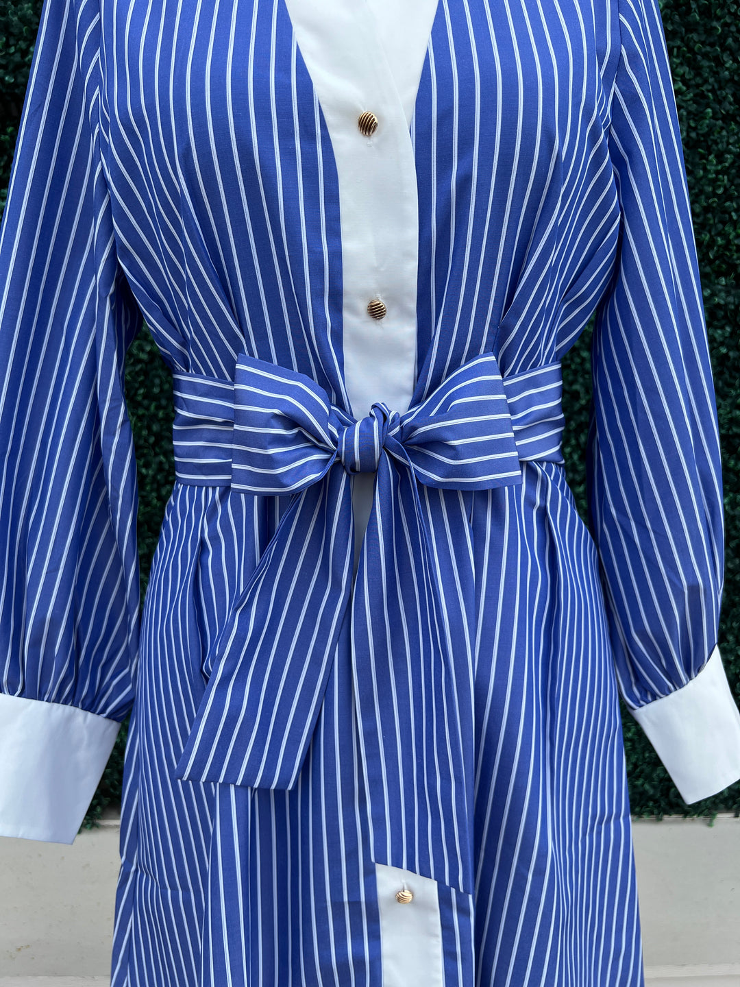 Fit &amp; Flair Pinstripe Shirt Dress