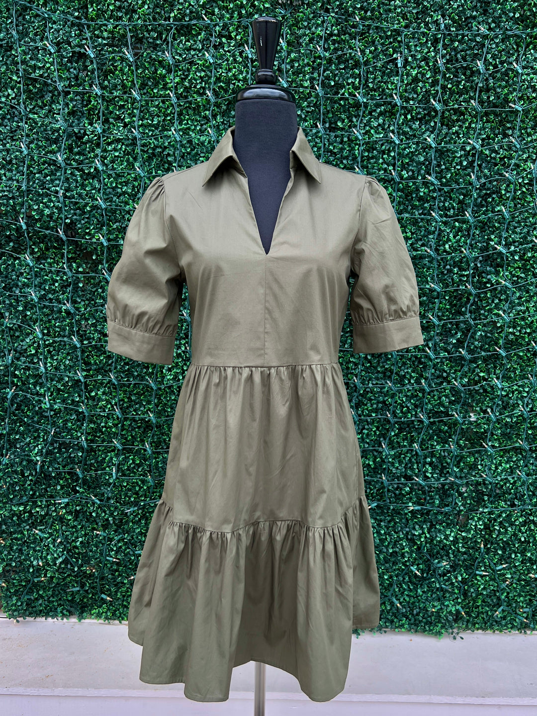 100% cotton dresses womens boutique online Molly Bracken brand olive green