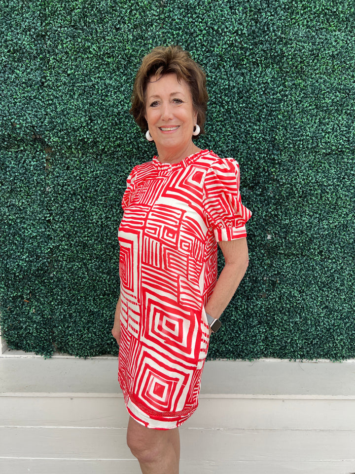 Red Echo Square Back Sheath Dress