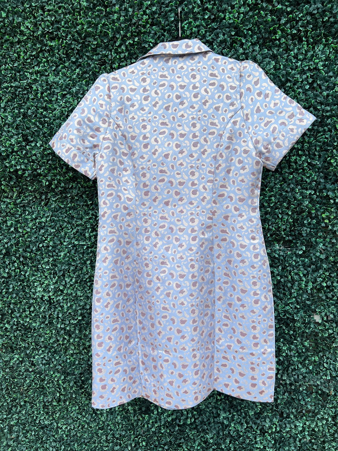 Baby Blue Metallic Leopard Dress