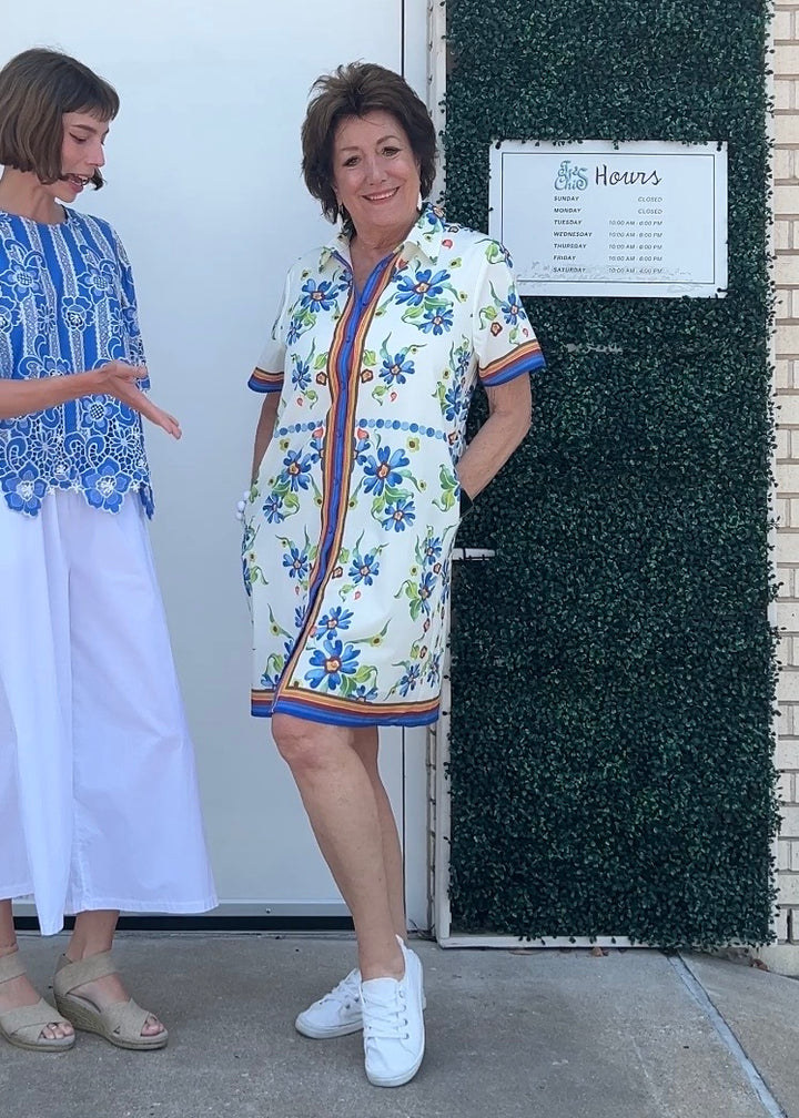 Floral Border Print Shirt Dress