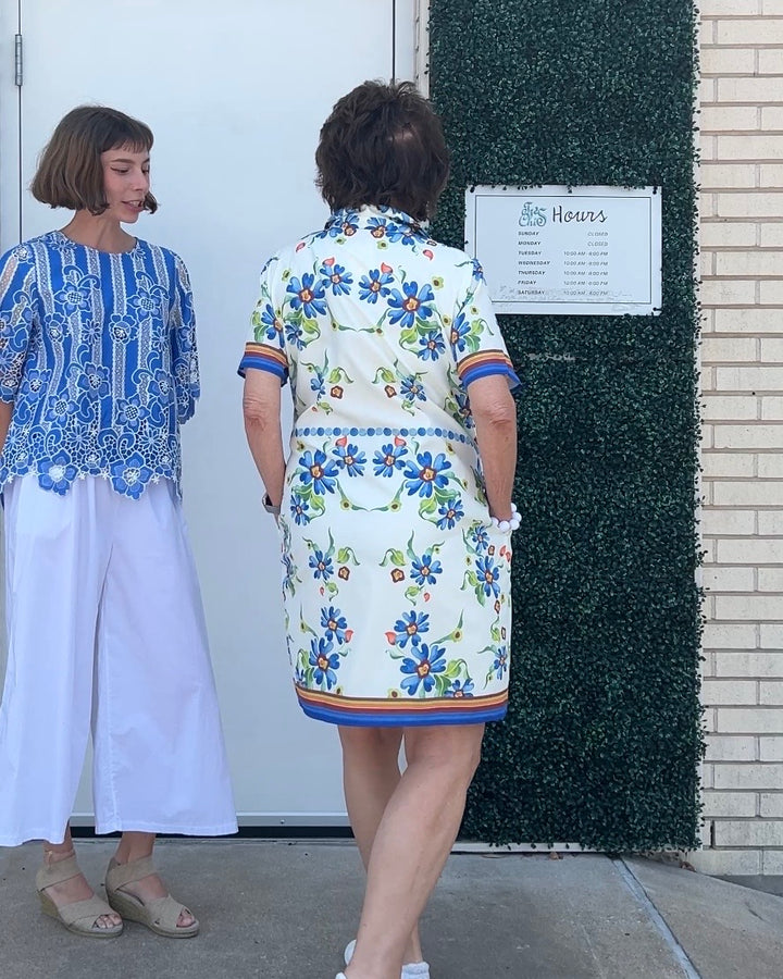 Floral Border Print Shirt Dress