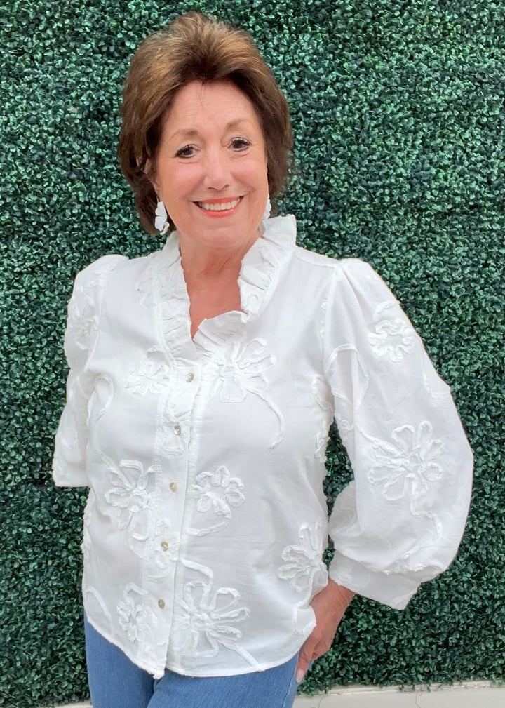 Cotton 3D Flower Blouse