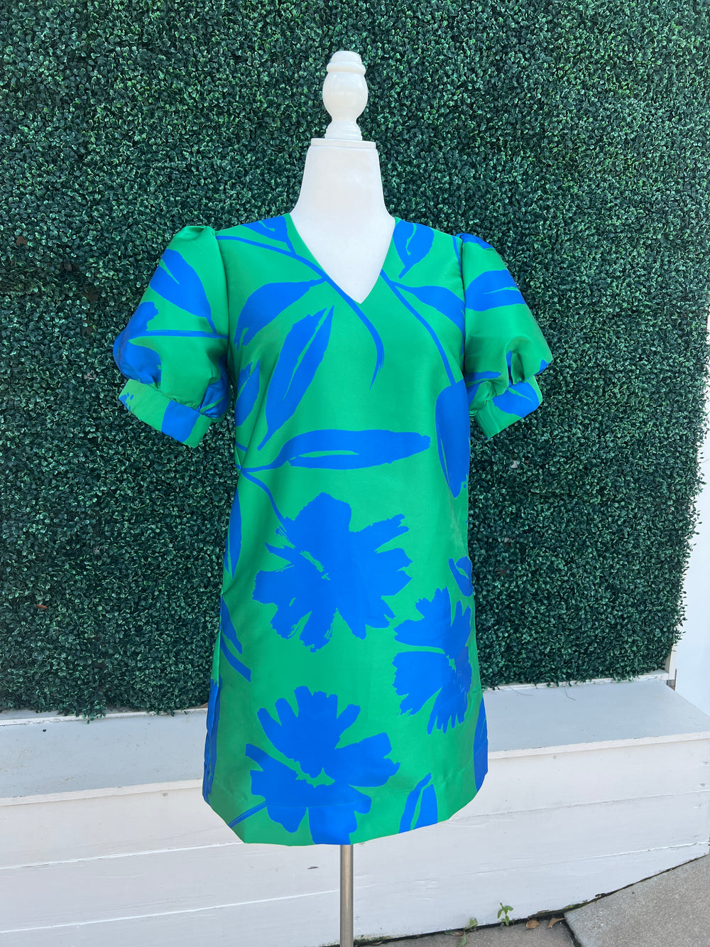 green with blue dress and Floral Maxi May be worn with an adhesive bra Marie Green & Navy Color