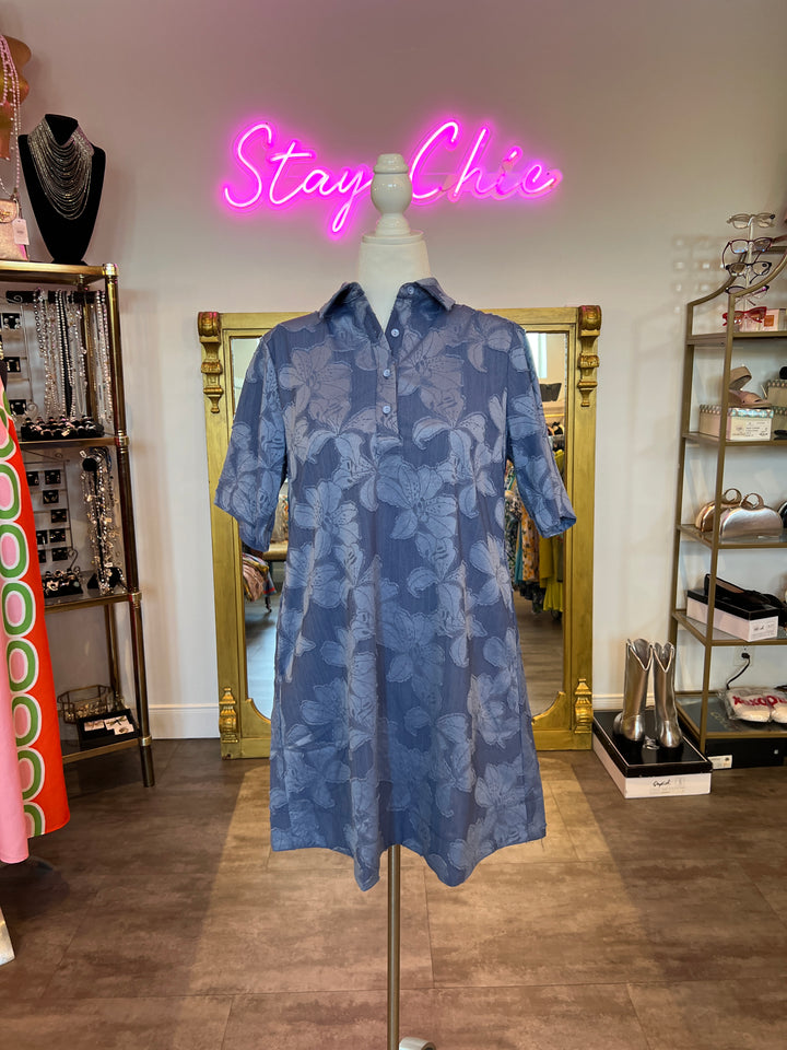 Denim Collar Swing Dress