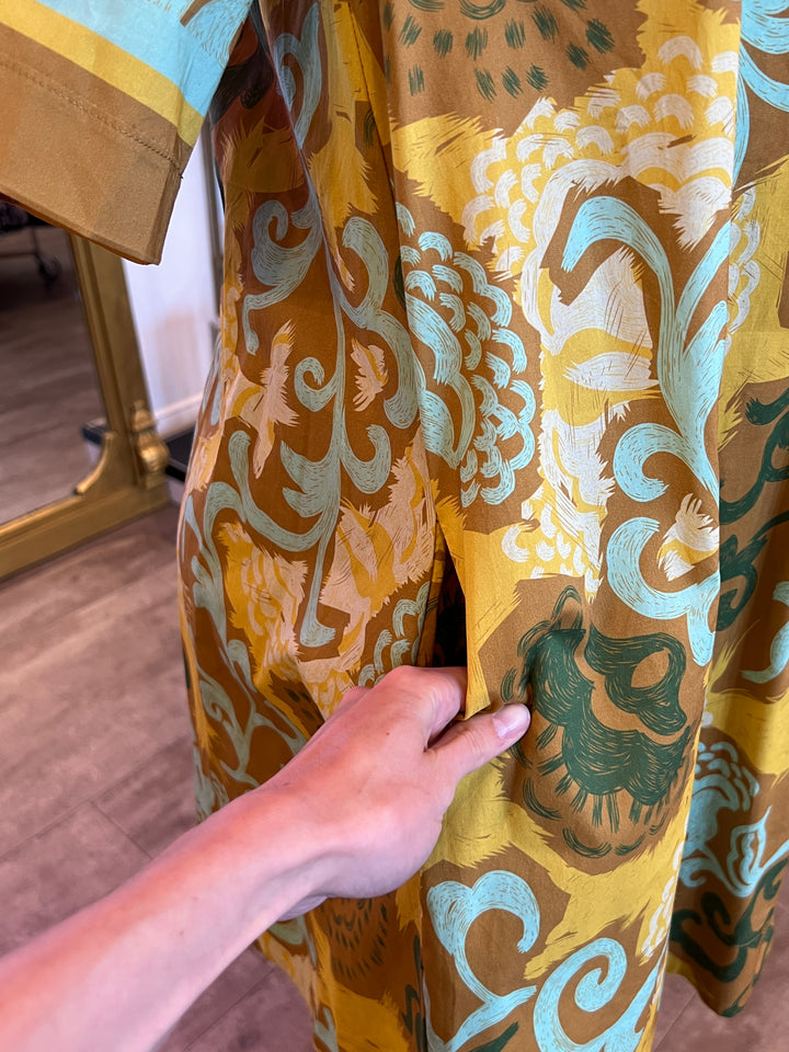 Saffron Scroll Placket Swing Dress