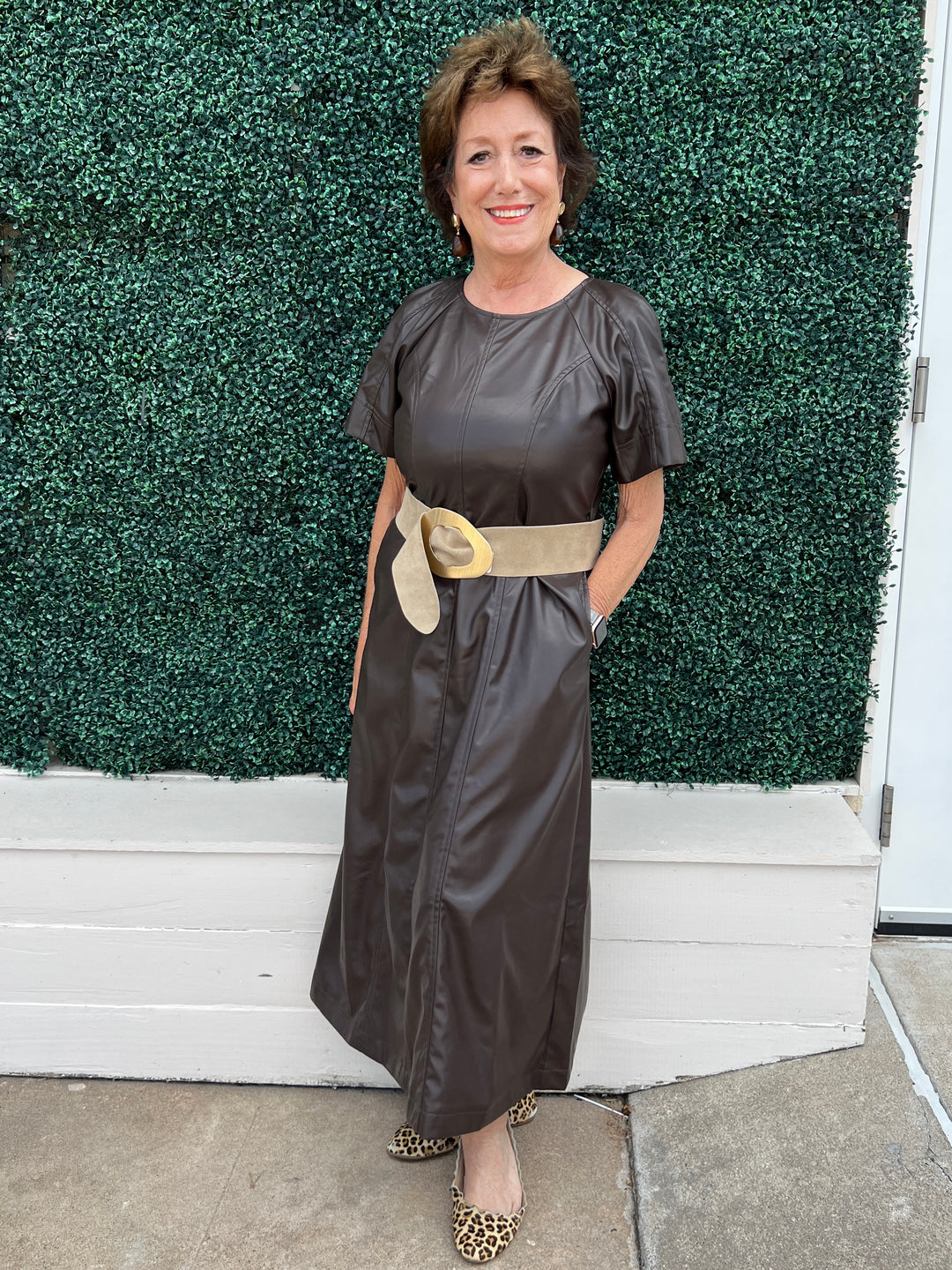 Brown Vegan Leather Maxi