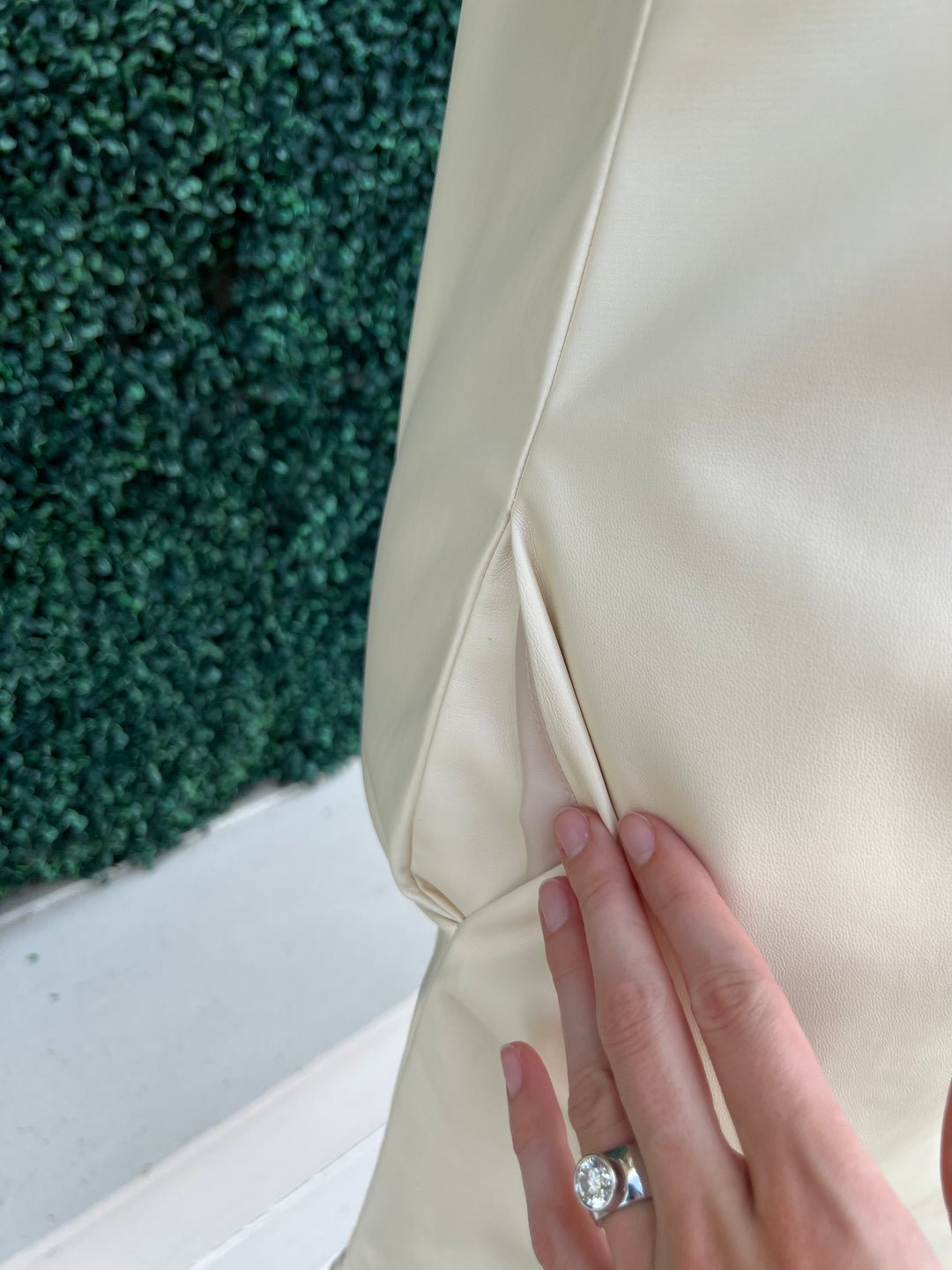 V Neck Vegan Leather Dress